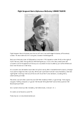 A preview of a PDF biography for McCauley, Denis Alphonsus